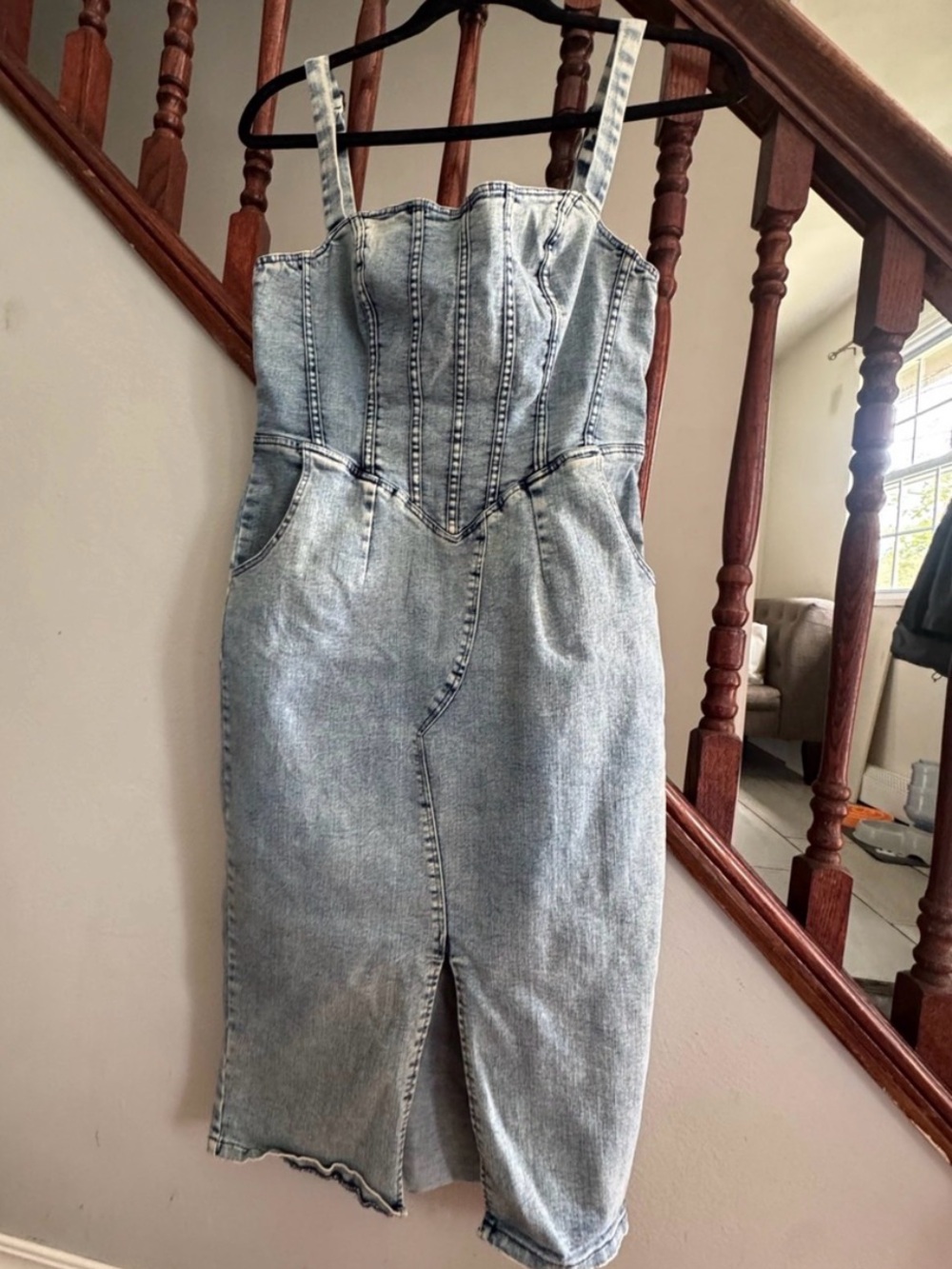 Selfie Leslie Light Blue Denim Corset Dress